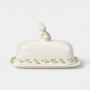 Stoneware Bunny Butter Dish Green - Threshold